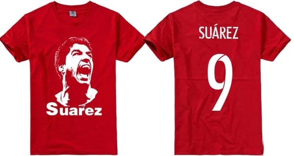 Специални фен футболни тениски за феновете на Барселона и звездите на Каталунците с номер и изображения на Суарес, Меси, Неймар