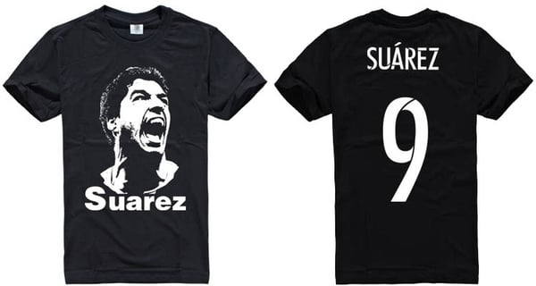 Специални фен футболни тениски за феновете на Барселона и звездите на Каталунците с номер и изображения на Суарес, Меси, Неймар