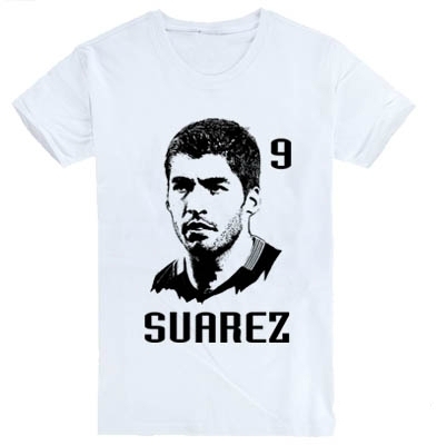 Специални фен футболни тениски за феновете на Барселона и звездите на Каталунците с номер и изображения на Суарес, Меси, Неймар