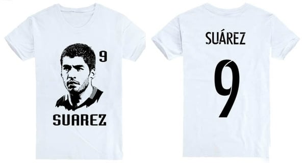 Специални фен футболни тениски за феновете на Барселона и звездите на Каталунците с номер и изображения на Суарес, Меси, Неймар