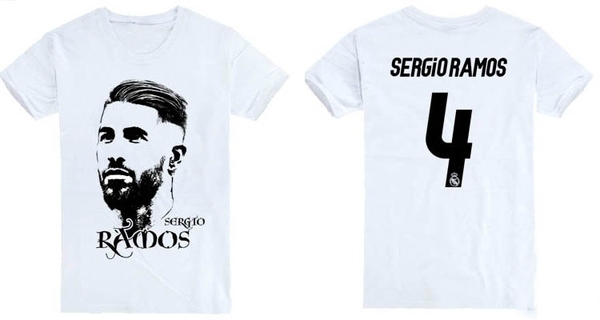 Фен тениски на кралския клуб Реал Мадрид и неговите звезди Роналдо, Гарет Бейл и Родригес