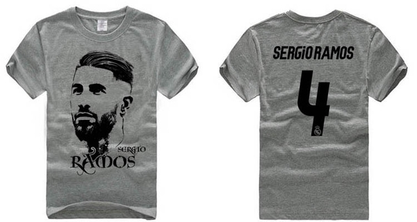 Фен тениски на кралския клуб Реал Мадрид и неговите звезди Роналдо, Гарет Бейл и Родригес