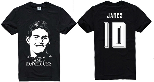 Фен тениски на кралския клуб Реал Мадрид и неговите звезди Роналдо, Гарет Бейл и Родригес