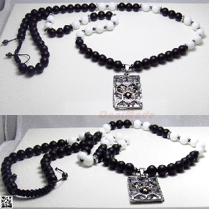 Мъжки гердан от естествени камъни бял и черен Оникс - DM-1033