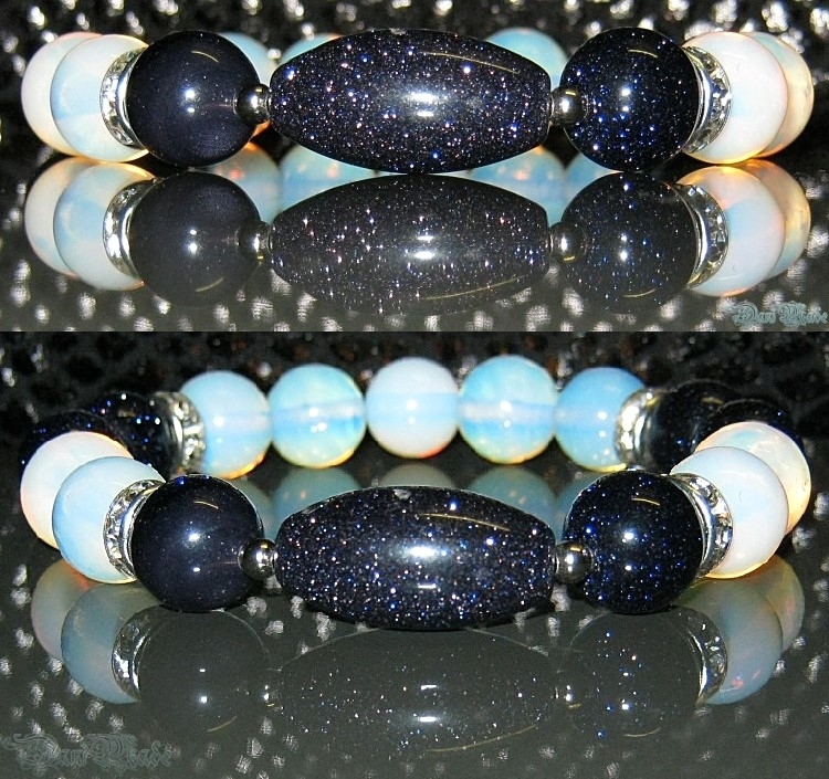 Дамска гривна от естествени камъни Авантюрин и Лунен камък - DM-2210