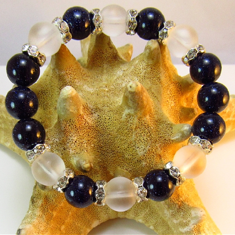 Дамска гривна от естествени камъни Авантюрин и Планински кристал - DM-2278