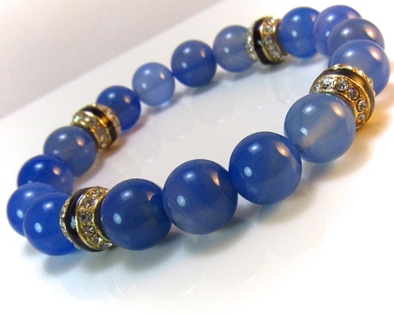 Дамска гривна от естествени камъни Аквамарин - DM-2263