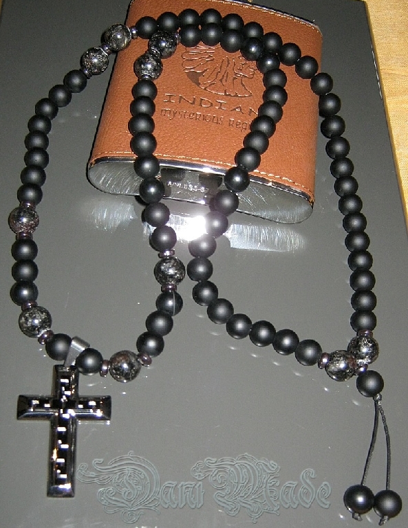 Мъжки гердан от естествени камъни Оникс и Яспис - DM-1010