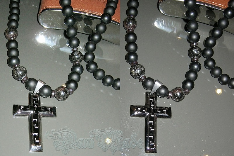 Мъжки гердан от естествени камъни Оникс и Яспис - DM-1010