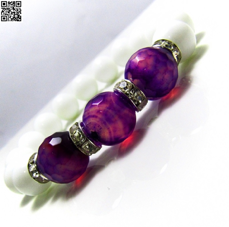 Дамска гривна от естествени камъни Ахат и бял Оникс - DM-2235