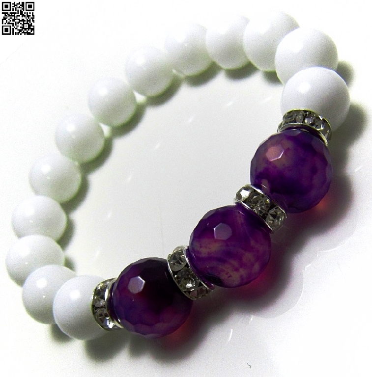 Дамска гривна от естествени камъни Ахат и бял Оникс - DM-2235