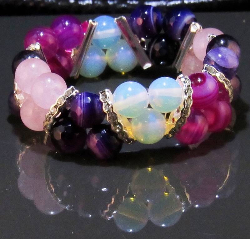 Дамска двойна гривна от естествени камъни - DM-2215