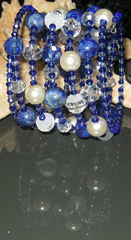 Комплект уникална дамска гривна и обеци от Лазурит - DM-2019