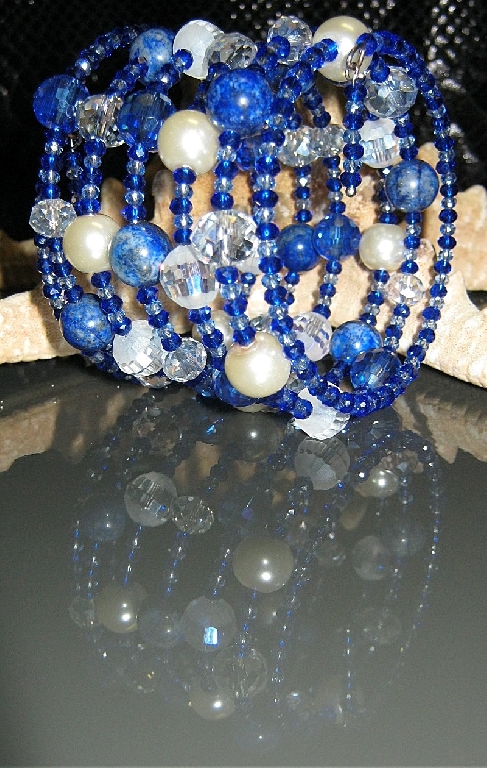 Комплект уникална дамска гривна и обеци от Лазурит - DM-2019