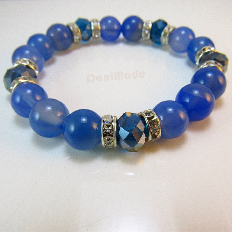 Дамска гривна от естествени камъни Аквамарин - DM-2300