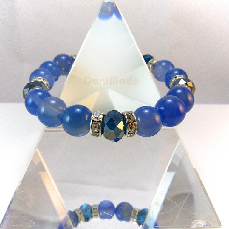 Дамска гривна от естествени камъни Аквамарин - DM-2300