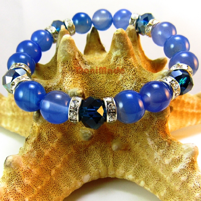 Дамска гривна от естествени камъни Аквамарин - DM-2300