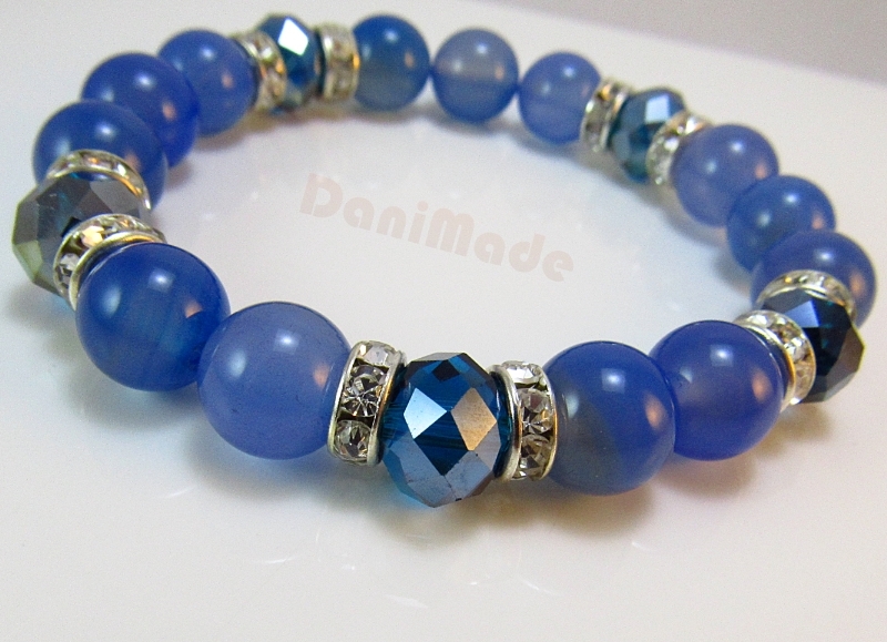 Дамска гривна от естествени камъни Аквамарин - DM-2300