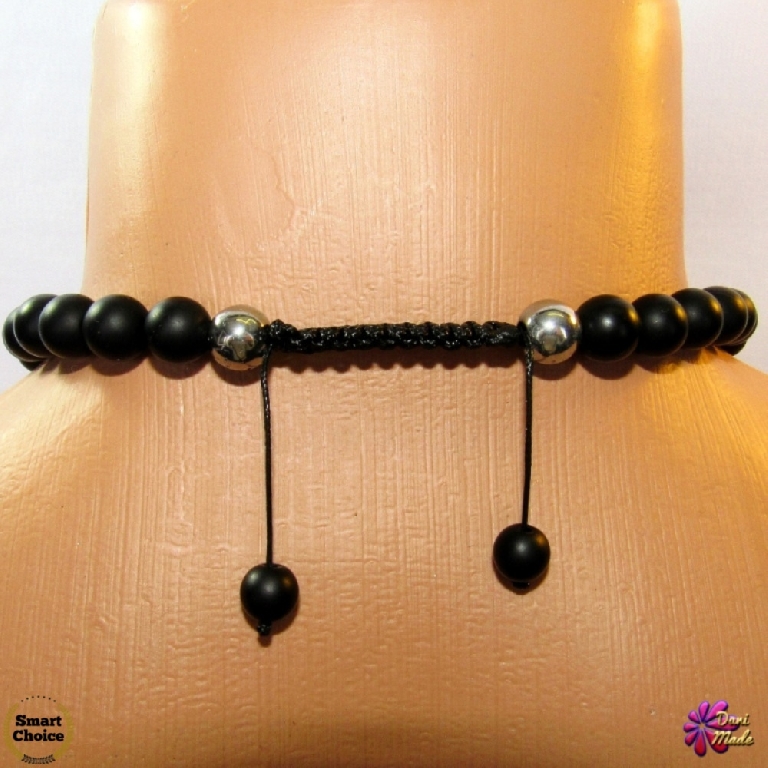 Мъжки гердан от естествени камъни Оникс и Хематит - DM-1043