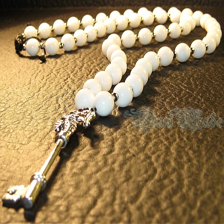 Мъжки гердан от естествени камъни бял Оникс - DM-1003