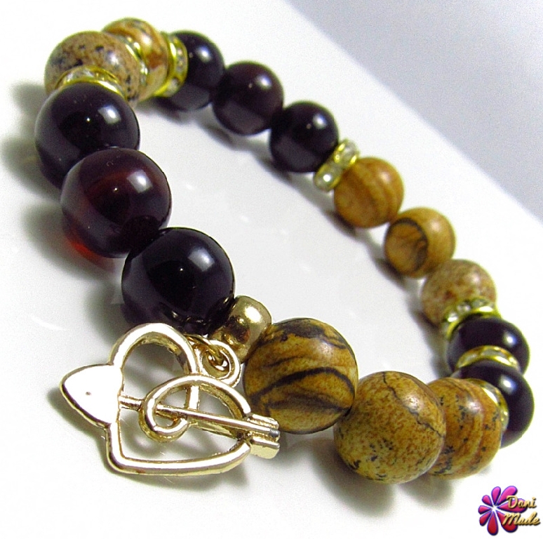 Дамска гривна от естествени камъни Гранат и Яспис - DM-2233