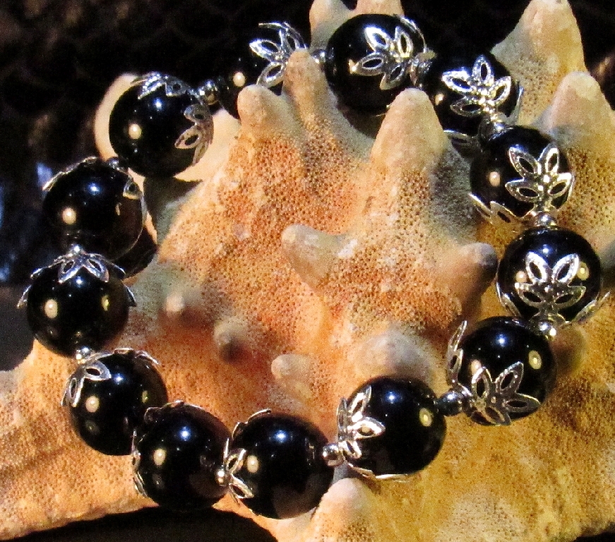 Дамска гривна от естествени камъни черен Оникс - DM-2220