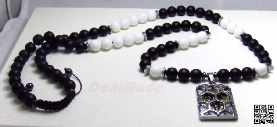 Мъжки гердан от естествени камъни бял и черен Оникс - DM-1032