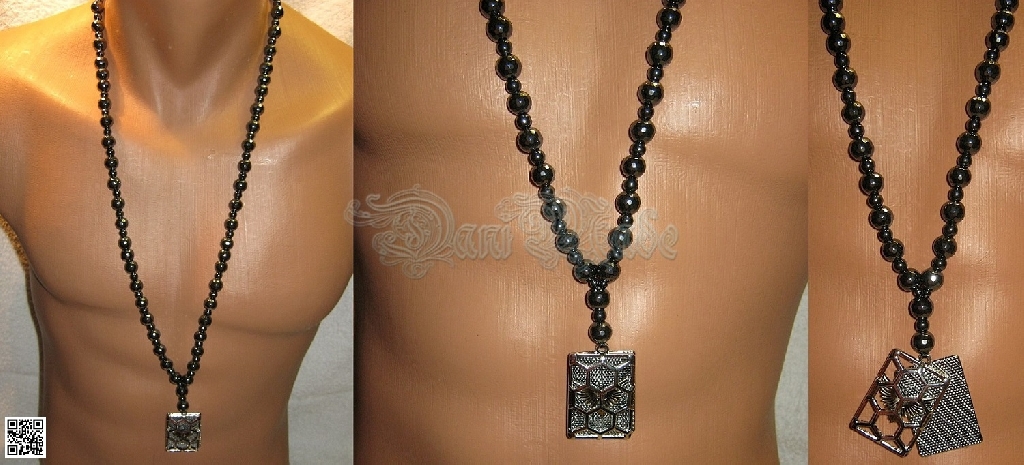 Мъжки гердан от естествени камъни Хематит - DM-1005