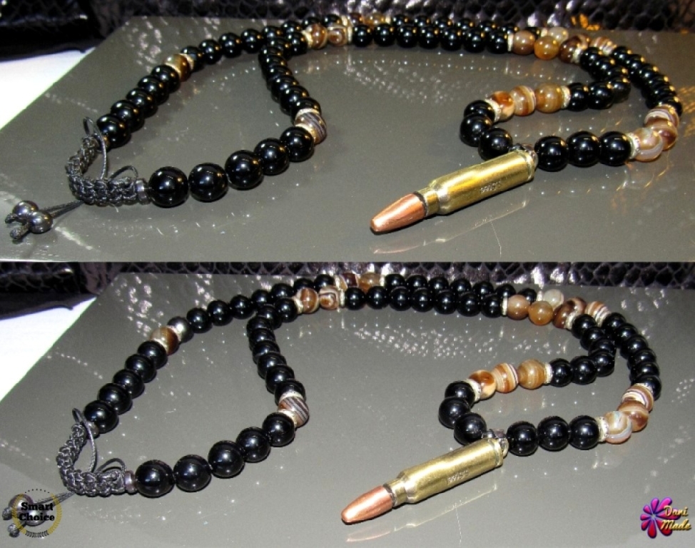 Мъжки гердан от естествени камъни Оникс и Ахат - DM-1046