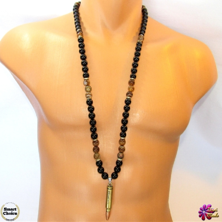 Мъжки гердан от естествени камъни Оникс и Ахат - DM-1046