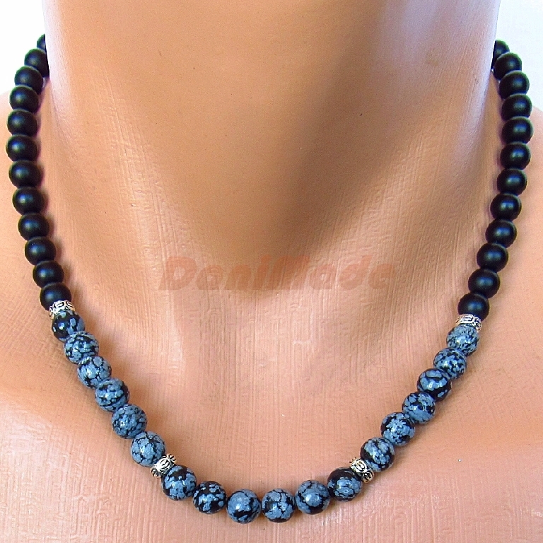 Мъжки гердан от естествени камъни Оникс и Обсидиан - DM-1025