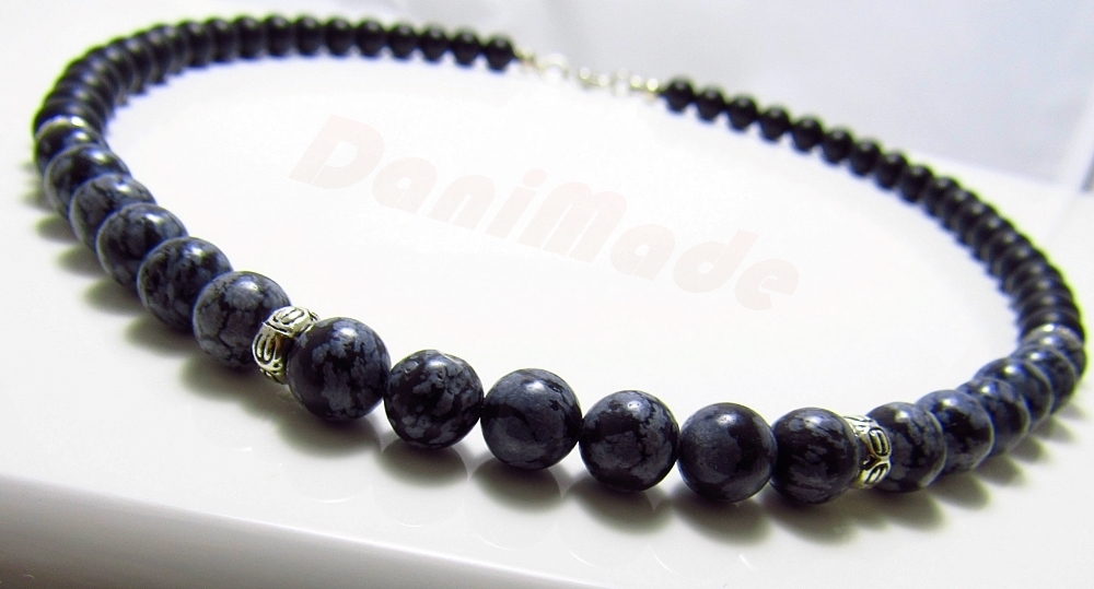 Мъжки гердан от естествени камъни Оникс и Обсидиан - DM-1025