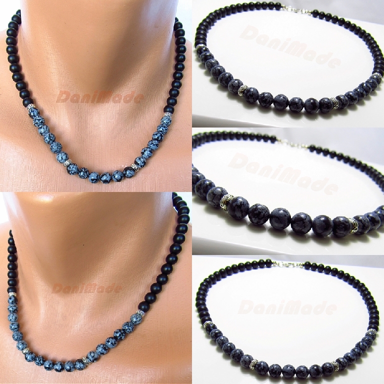 Мъжки гердан от естествени камъни Оникс и Обсидиан - DM-1025