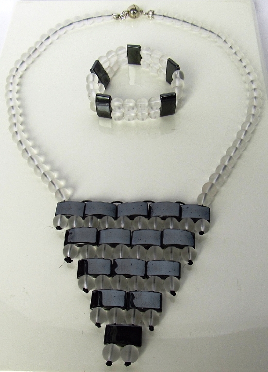 Дамски комплект Клеопатра от Хематит и Планински кристал - DM-1012