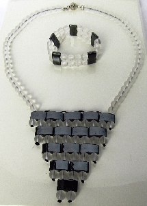 Дамски комплект Клеопатра от Хематит и Планински кристал - DM-1012