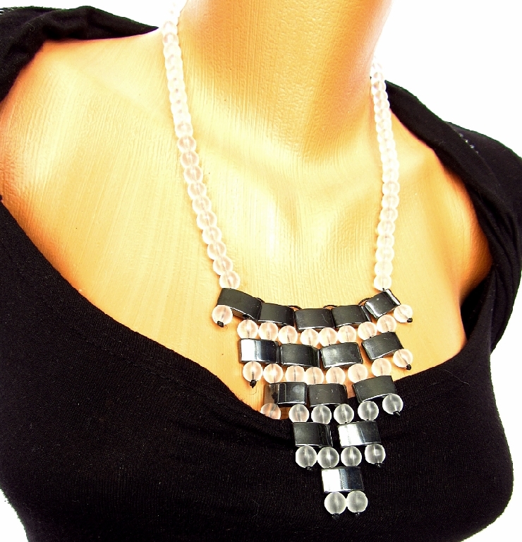 Дамски комплект Клеопатра от Хематит и Планински кристал - DM-1012