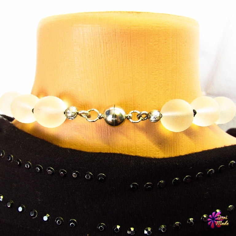 Дамско колие от естествени камъни Планински кристал и Оникс - DM-1036