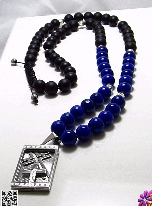 Мъжки гердан от естествени камъни Оникс и Жадеит - DM-1022