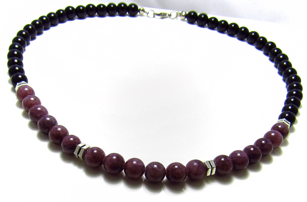 Мъжки гердан от естествени камъни Оникс и Жадеит - DM-1027