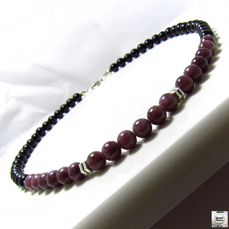 Мъжки гердан от естествени камъни Оникс и Жадеит - DM-1027