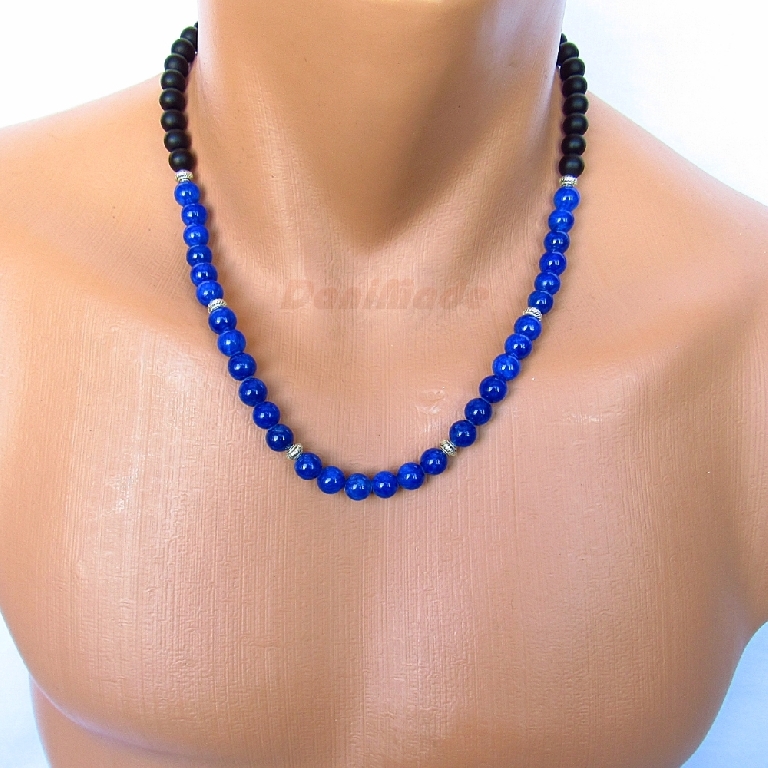 Мъжки гердан от естествени камъни Оникс и Жадеит - DM-1029