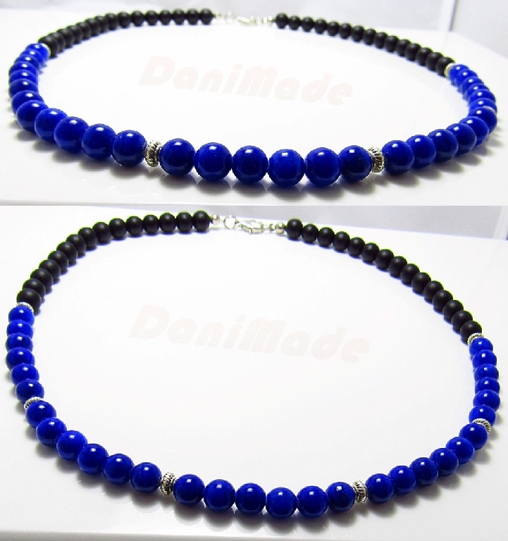 Мъжки гердан от естествени камъни Оникс и Жадеит - DM-1029