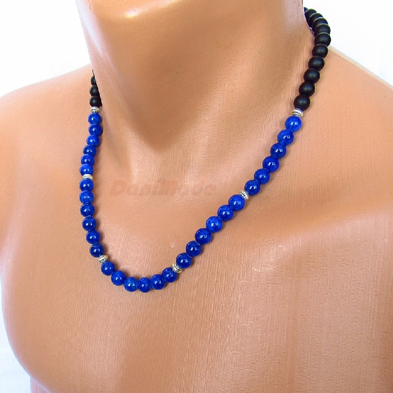 Мъжки гердан от естествени камъни Оникс и Жадеит - DM-1029