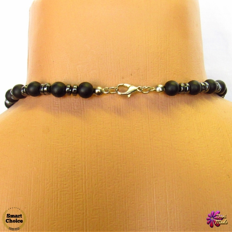 Мъжки гердан от естествени камъни Оникс и Хематит - DM-1039