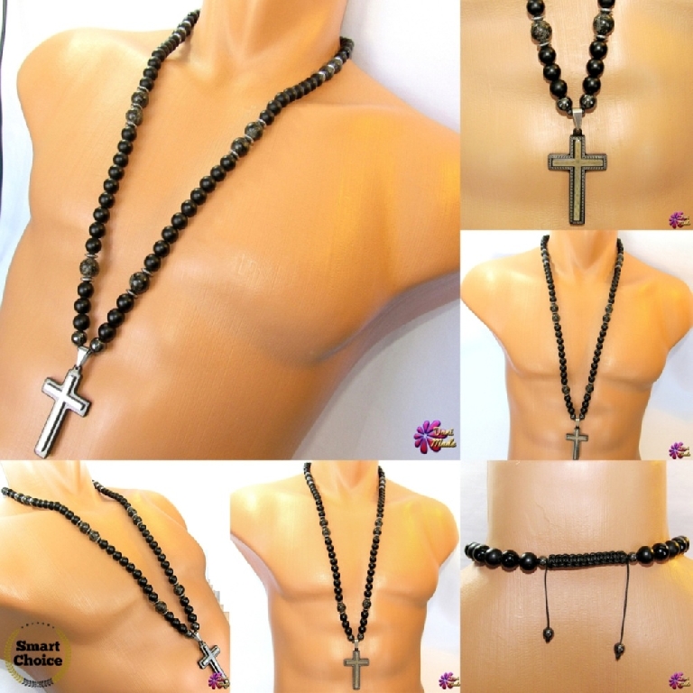 Мъжки гердан от естествени камъни Оникс и Яспис - DM-1045