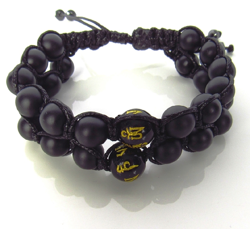 Мъжка двойна гривна Шамбала от естествени камъни Оникс - DM-2297