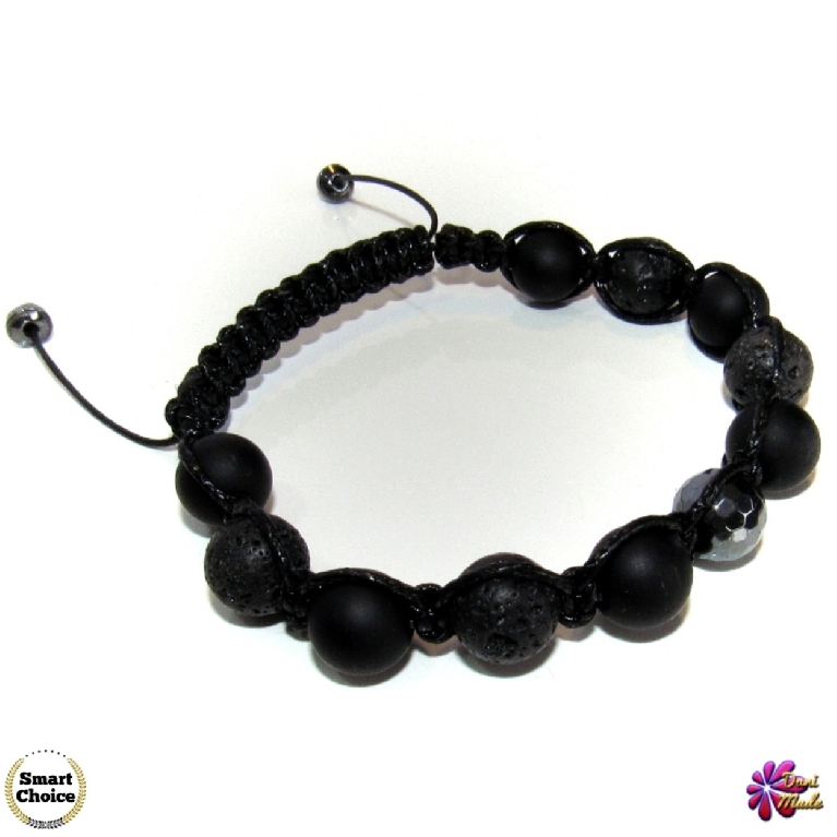 Мъжка гривна Шамбала от Оникс и Вулканичен камък - DM-2360