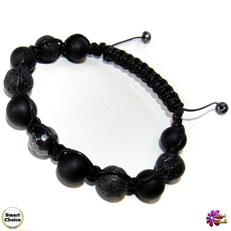 Мъжка гривна Шамбала от Оникс и Вулканичен камък - DM-2360