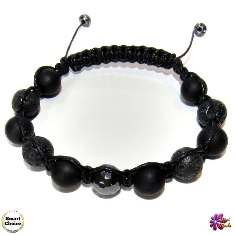 Мъжка гривна Шамбала от Оникс и Вулканичен камък - DM-2360