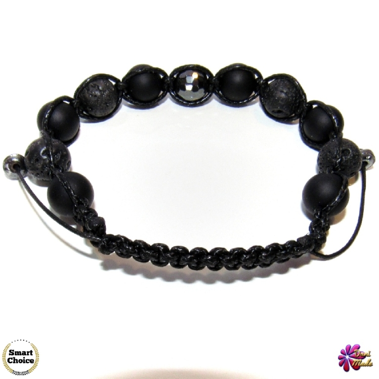 Мъжка гривна Шамбала от Оникс и Вулканичен камък - DM-2360